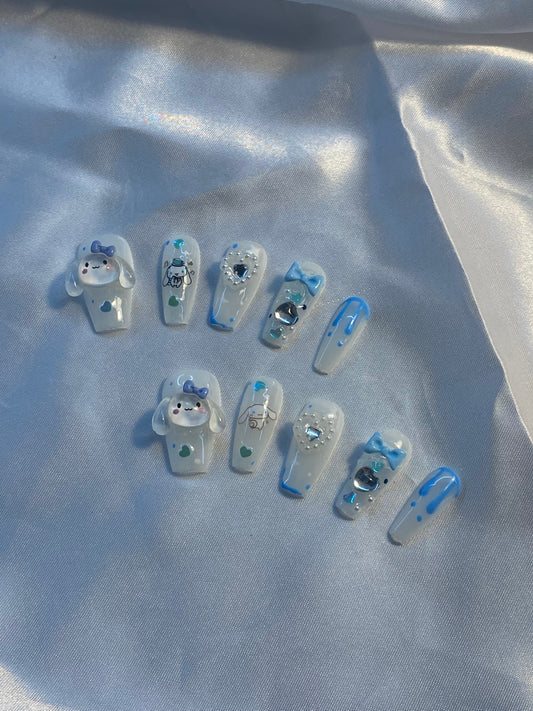 Milky blue nail set